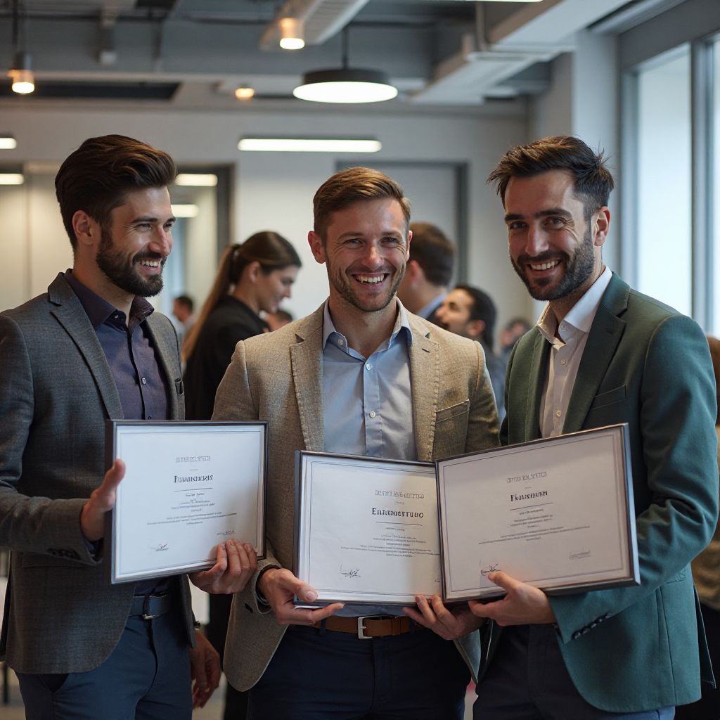 Digital Quest Room Adventure team celebrating achievements and awards ceremony